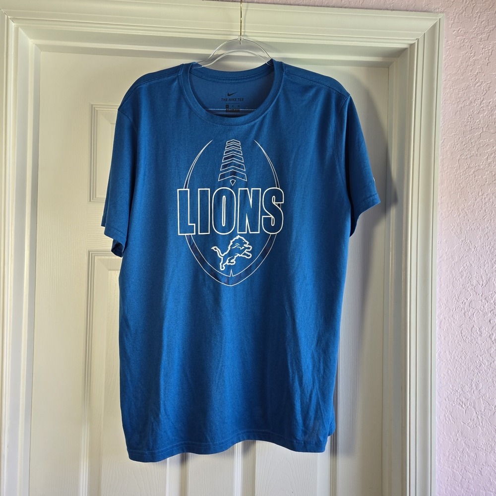 Detroit Lions Nike NFL‎ Graphic T-shirt Men's Size XL Blue Short Sleeve Football